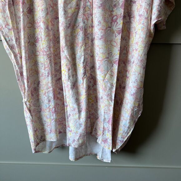 Paradise Now Hawaii Button Up Shirt Womens XL Pink Shells Blossom Maui NEW - Picture 4 of 14